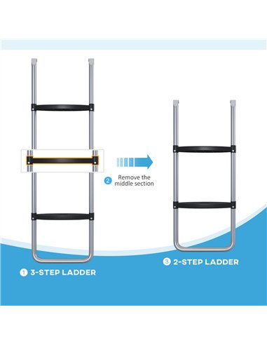 SPORTNOW Galvanised Steel Trampoline Ladder, 2 Steps/3 Steps Outdoor Trampoline Accessories for 6ft, 8ft, 10ft, 12ft, 13ft, 14ft