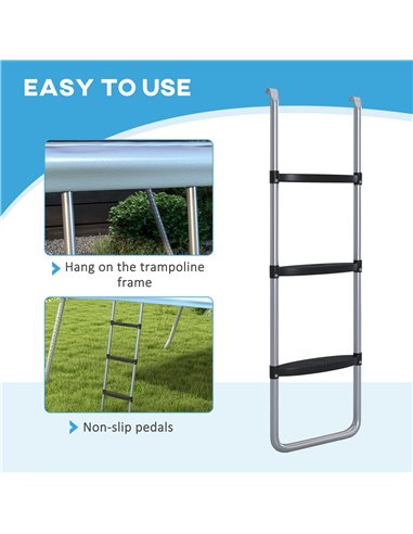 SPORTNOW Galvanised Steel Trampoline Ladder, 2 Steps/3 Steps Outdoor Trampoline Accessories for 6ft, 8ft, 10ft, 12ft, 13ft, 14ft