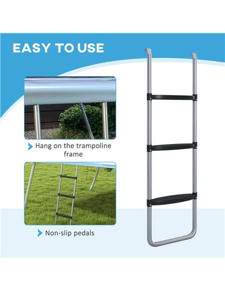 SPORTNOW Galvanised Steel Trampoline Ladder, 2 Steps/3 Steps Outdoor Trampoline Accessories for 6ft, 8ft, 10ft, 12ft, 13ft, 14ft - pic 154829 | FastDaddyshop