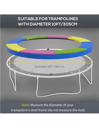 SPORTNOW 10FT Trampoline Spring Cover, Plastic Trampoline Pad Replacement with Elastic Cord, Waterproof, UV Resistant and Tear-R