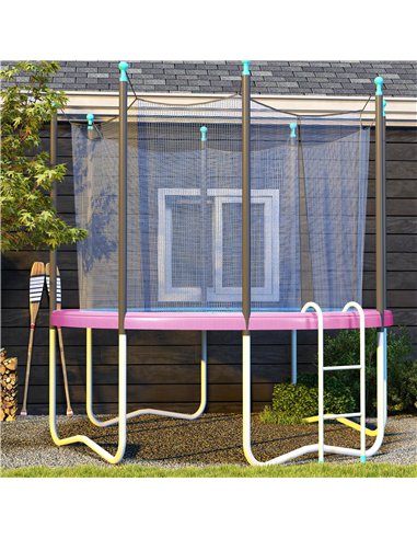 SPORTNOW 8FT Trampoline Spring Cover, Plastic Trampoline Pad Replacement with Elastic Cord, Waterproof, UV Resistant and Tear-Re
