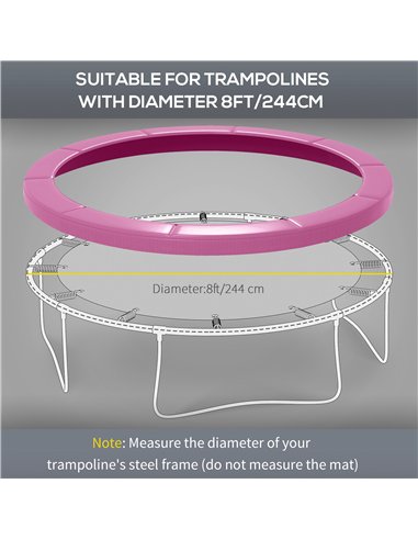SPORTNOW 8FT Trampoline Spring Cover, Plastic Trampoline Pad Replacement with Elastic Cord, Waterproof, UV Resistant and Tear-Re