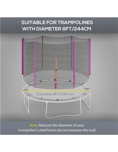 SPORTNOW 8ft Trampoline Net Replacement with 6 Plastic Pole Covers, Weather-Resistant Trampoline Netting Replacement with Zipped - pic 154863 | FastDaddyshop