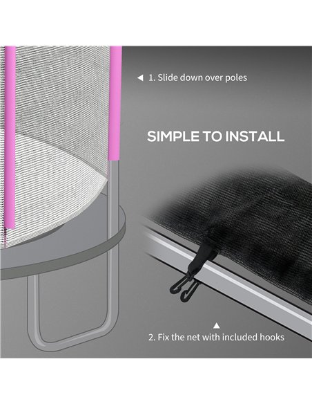 SPORTNOW 8ft Trampoline Net Replacement with 6 Plastic Pole Covers, Weather-Resistant Trampoline Netting Replacement with Zipped - pic 154865 | FastDaddyshop