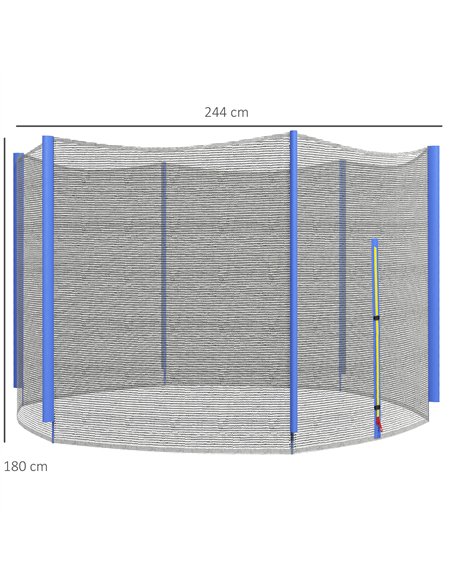 SPORTNOW 8ft Trampoline Net Replacement with 6 Plastic Pole Covers, Weather-Resistant Trampoline Netting Replacement with Zipped - pic 154871 | FastDaddyshop