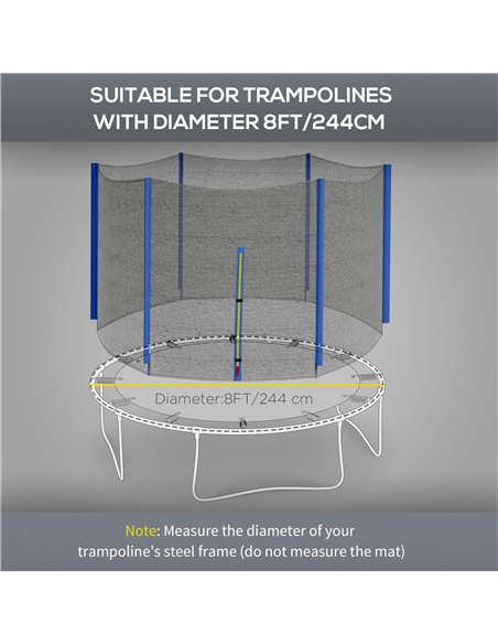 SPORTNOW 8ft Trampoline Net Replacement with 6 Plastic Pole Covers, Weather-Resistant Trampoline Netting Replacement with Zipped - pic 154872 | FastDaddyshop