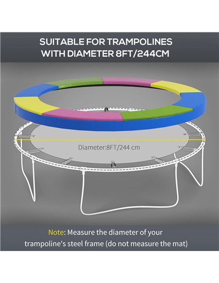 SPORTNOW 8FT Trampoline Spring Cover, Plastic Trampoline Pad Replacement with Elastic Cord, Waterproof, UV Resistant and Tear-Re - pic 154881 | FastDaddyshop