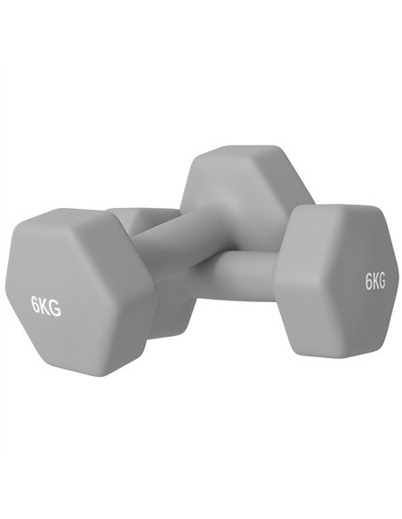 SPORTNOW 2 x 6kg Hexagonal Dumbbells Weights Set with Non-Slip Grip for Home Gym Workout, Grey - pic 154887 | FastDaddyshop
