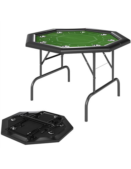 SPORTNOW 8 Player Folding Poker Table, Portable Octagon Blackjack Table with Cup Holders with Cup Holders, Padded Edge, Green - pic 154896 | FastDaddyshop