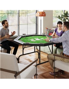 SPORTNOW 8 Player Folding Poker Table, Portable Octagon Blackjack Table with Cup Holders with Cup Holders, Padded Edge, Green 2