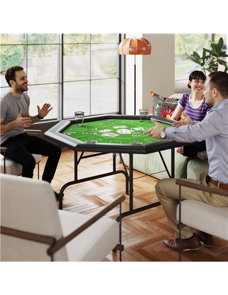 SPORTNOW 8 Player Folding Poker Table, Portable Octagon Blackjack Table with Cup Holders with Cup Holders, Padded Edge, Green - pic 154897 | FastDaddyshop
