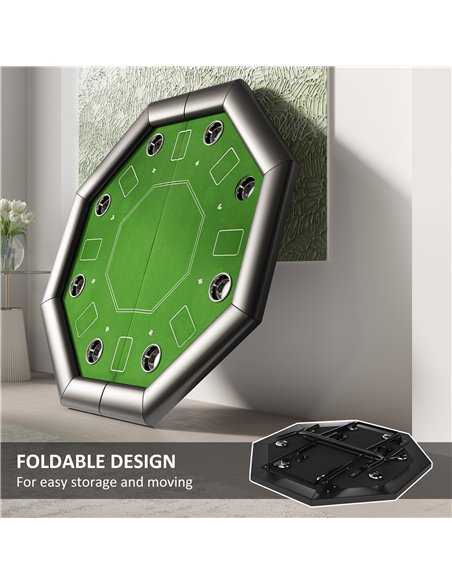 SPORTNOW 8 Player Folding Poker Table, Portable Octagon Blackjack Table with Cup Holders with Cup Holders, Padded Edge, Green - pic 154899 | FastDaddyshop
