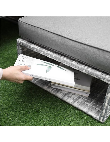 Outsunny 2-Seater Outdoor Rattan Daybed Sofa, Footstool, Coffee Table Set with Canopy, Grey - pic 15490 | FastDaddyshop