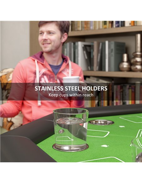 SPORTNOW 8 Player Folding Poker Table, Portable Octagon Blackjack Table with Cup Holders with Cup Holders, Padded Edge, Green - pic 154901 | FastDaddyshop