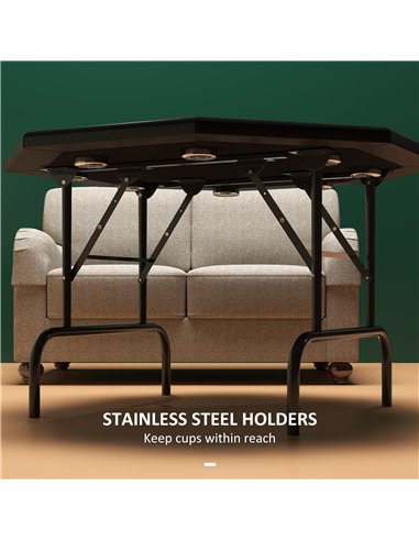 SPORTNOW 8 Player Folding Poker Table, Portable Octagon Blackjack Table with Cup Holders with Cup Holders, Padded Edge, Green