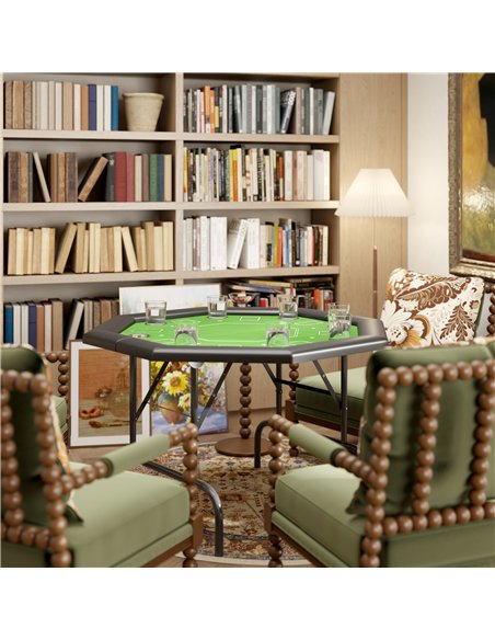 SPORTNOW 8 Player Folding Poker Table, Portable Octagon Blackjack Table with Cup Holders with Cup Holders, Padded Edge, Green - pic 154903 | FastDaddyshop
