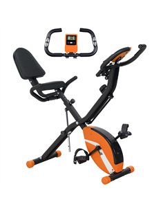 SPORTNOW 5-In-1 Folding Exercise Bike with Arm Workout Bands, Quiet 8-Level Magnetic Resistance Foldable Exercise Bike with LCD,