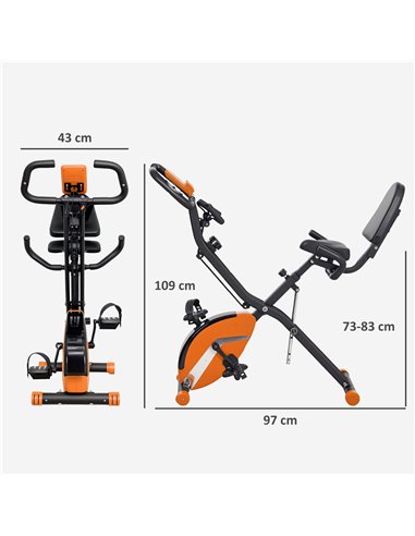 SPORTNOW 5-In-1 Folding Exercise Bike with Arm Workout Bands, Quiet 8-Level Magnetic Resistance Foldable Exercise Bike with LCD,
