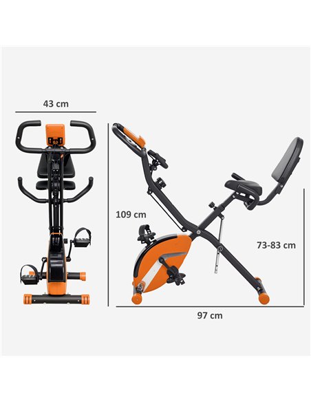 SPORTNOW 5-In-1 Folding Exercise Bike with Arm Workout Bands, Quiet 8-Level Magnetic Resistance Foldable Exercise Bike with LCD, - pic 154916 | FastDaddyshop