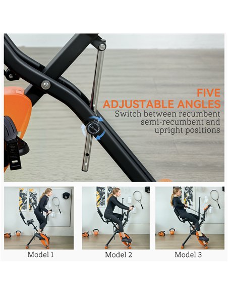SPORTNOW 5-In-1 Folding Exercise Bike with Arm Workout Bands, Quiet 8-Level Magnetic Resistance Foldable Exercise Bike with LCD, - pic 154917 | FastDaddyshop