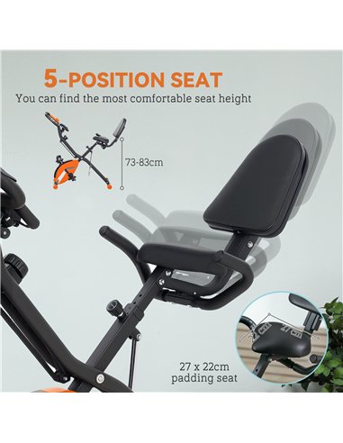 SPORTNOW 5-In-1 Folding Exercise Bike with Arm Workout Bands, Quiet 8-Level Magnetic Resistance Foldable Exercise Bike with LCD,