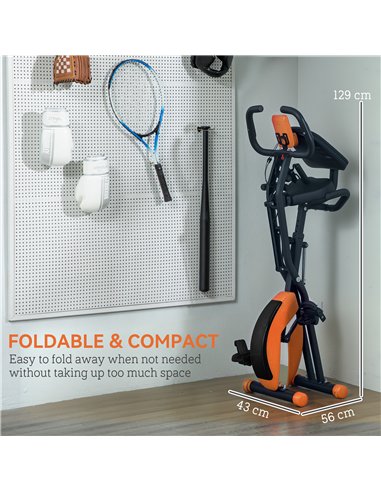 SPORTNOW 5-In-1 Folding Exercise Bike with Arm Workout Bands, Quiet 8-Level Magnetic Resistance Foldable Exercise Bike with LCD,