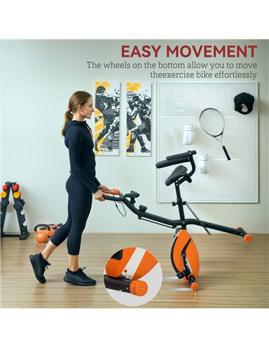 SPORTNOW 5-In-1 Folding Exercise Bike with Arm Workout Bands, Quiet 8-Level Magnetic Resistance Foldable Exercise Bike with LCD,