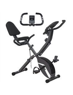 SPORTNOW 5-In-1 Folding Exercise Bike with Arm Workout Bands, Quiet 8-Level Magnetic Resistance Foldable Exercise Bike with LCD,