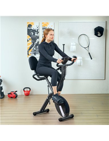 SPORTNOW 5-In-1 Folding Exercise Bike with Arm Workout Bands, Quiet 8-Level Magnetic Resistance Foldable Exercise Bike with LCD,