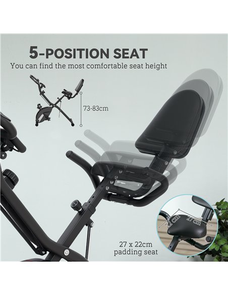 SPORTNOW 5-In-1 Folding Exercise Bike with Arm Workout Bands, Quiet 8-Level Magnetic Resistance Foldable Exercise Bike with LCD, - pic 154928 | FastDaddyshop