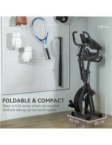 SPORTNOW 5-In-1 Folding Exercise Bike with Arm Workout Bands, Quiet 8-Level Magnetic Resistance Foldable Exercise Bike with LCD,
