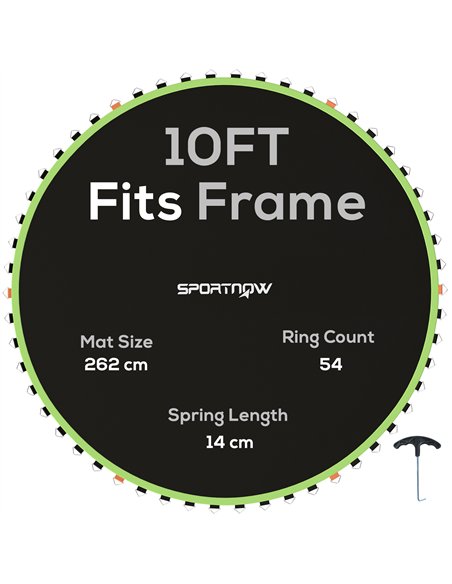SPORTNOW Trampoline Replacement Mat with Spring Pull Tool, 54 V-Hooks, for 10ft Trampoline using 14cm Springs, Green - pic 154932 | FastDaddyshop
