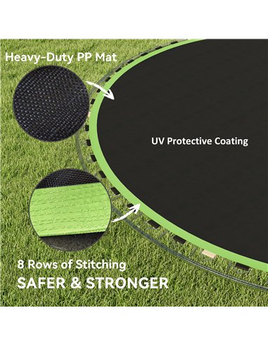 SPORTNOW Trampoline Replacement Mat with Spring Pull Tool, 54 V-Hooks, for 10ft Trampoline using 14cm Springs, Green