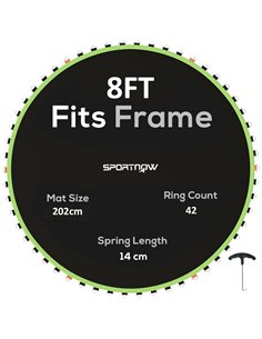 SPORTNOW Trampoline Replacement Mat with Spring Pull Tool, 42 V-Hooks, for 8ft Trampoline using 14cm Springs, Green