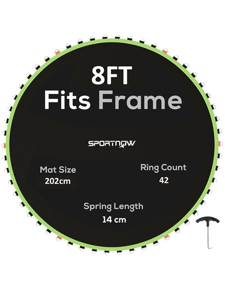 SPORTNOW Trampoline Replacement Mat with Spring Pull Tool, 42 V-Hooks, for 8ft Trampoline using 14cm Springs, Green - pic 154941 | FastDaddyshop