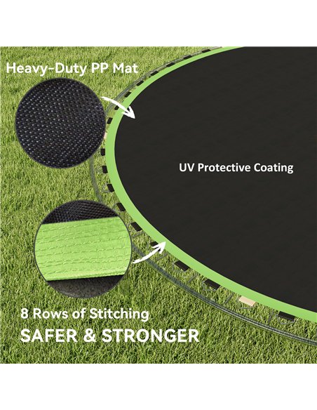 SPORTNOW Trampoline Replacement Mat with Spring Pull Tool, 42 V-Hooks, for 8ft Trampoline using 14cm Springs, Green - pic 154945 | FastDaddyshop