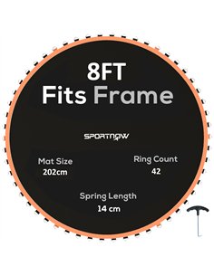SPORTNOW Trampoline Replacement Mat with Spring Pull Tool, 42 V-Hooks, for 8ft Trampoline using 14cm Springs, Orange