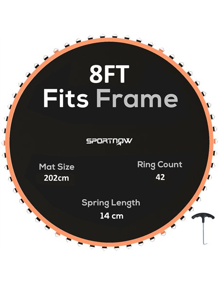 SPORTNOW Trampoline Replacement Mat with Spring Pull Tool, 42 V-Hooks, for 8ft Trampoline using 14cm Springs, Orange - pic 154950 | FastDaddyshop