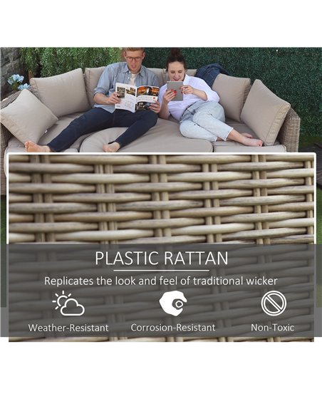 Outsunny 5 Pieces Outdoor PE Rattan Round Daybed with Cushions and Protect Cover, Grey - pic 15496 | FastDaddyshop