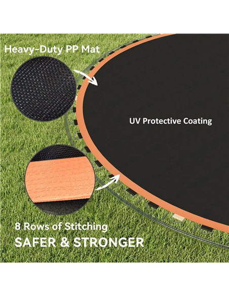 SPORTNOW Trampoline Replacement Mat with Spring Pull Tool, 54 V-Hooks, for 10ft Trampoline using 14cm Springs, Orange - pic 154963 | FastDaddyshop