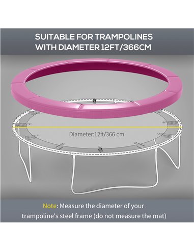 SPORTNOW 12FT Trampoline Spring Cover, Plastic Trampoline Pad Replacement with Elastic Cord, Waterproof, UV Resistant and Tear-R