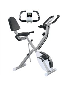 SPORTNOW 5-In-1 Folding Exercise Bike with Arm Workout Bands, Quiet 8-Level Magnetic Resistance Foldable Exercise Bike with LCD,