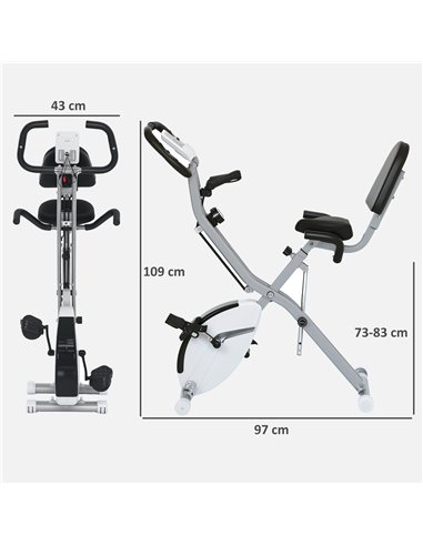 SPORTNOW 5-In-1 Folding Exercise Bike with Arm Workout Bands, Quiet 8-Level Magnetic Resistance Foldable Exercise Bike with LCD,