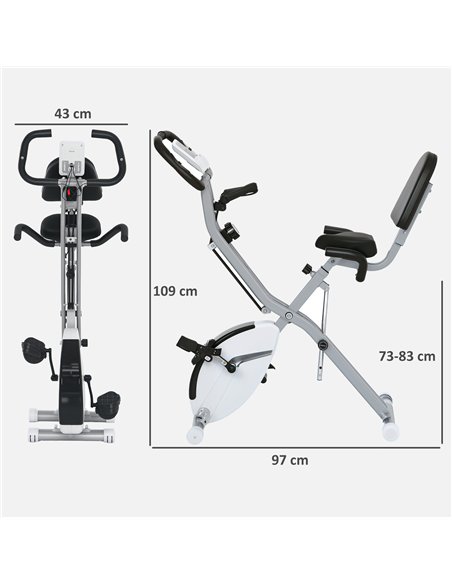 SPORTNOW 5-In-1 Folding Exercise Bike with Arm Workout Bands, Quiet 8-Level Magnetic Resistance Foldable Exercise Bike with LCD, - pic 154997 | FastDaddyshop