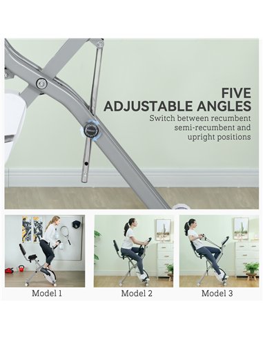 SPORTNOW 5-In-1 Folding Exercise Bike with Arm Workout Bands, Quiet 8-Level Magnetic Resistance Foldable Exercise Bike with LCD,