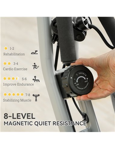 SPORTNOW 5-In-1 Folding Exercise Bike with Arm Workout Bands, Quiet 8-Level Magnetic Resistance Foldable Exercise Bike with LCD,
