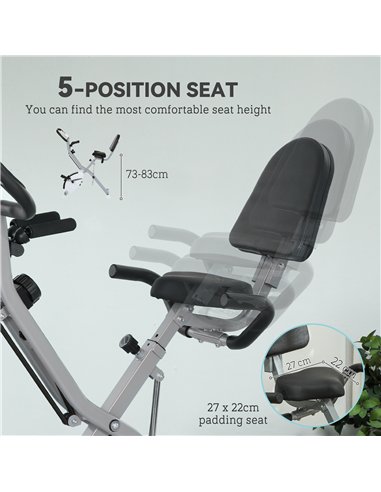 SPORTNOW 5-In-1 Folding Exercise Bike with Arm Workout Bands, Quiet 8-Level Magnetic Resistance Foldable Exercise Bike with LCD,