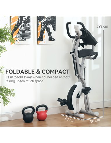 SPORTNOW 5-In-1 Folding Exercise Bike with Arm Workout Bands, Quiet 8-Level Magnetic Resistance Foldable Exercise Bike with LCD,