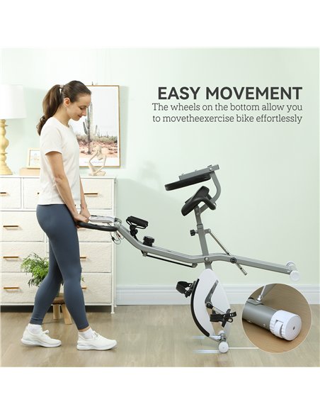 SPORTNOW 5-In-1 Folding Exercise Bike with Arm Workout Bands, Quiet 8-Level Magnetic Resistance Foldable Exercise Bike with LCD, - pic 155002 | FastDaddyshop
