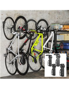 SPORTNOW 4 Pack Bike Rack, Wall Mounted Bicycle Hanger Hook, Foldable Garage Bike Wall Rack, Bicycle Storage Holder for Indoor O 2